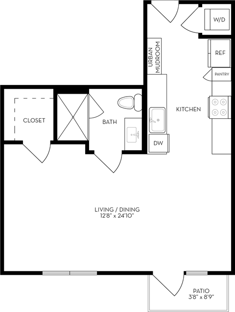 a floor plan of a home with a bedroom and a living room